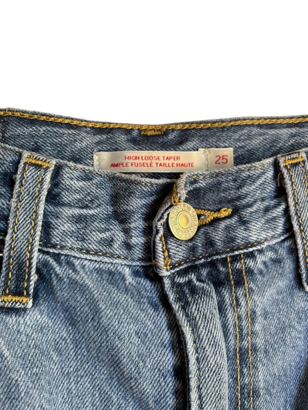 Levi’s High Loose Taper Jeans High Rise Relaxed W25 Premium Blue Denim - Picture 13 of 16